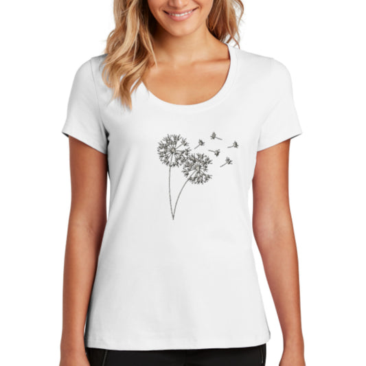 Scoop neck Short-sleeve Dandelions T-shirt
