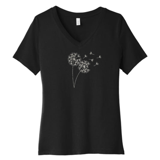 V-neck Short-sleeve Dandelions T-shirt
