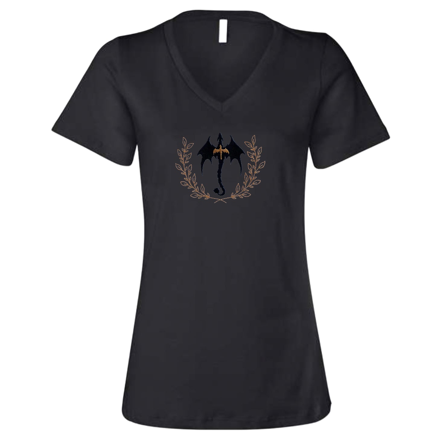 V-neck Short-sleeve Black & Gold Dragons T-shirt