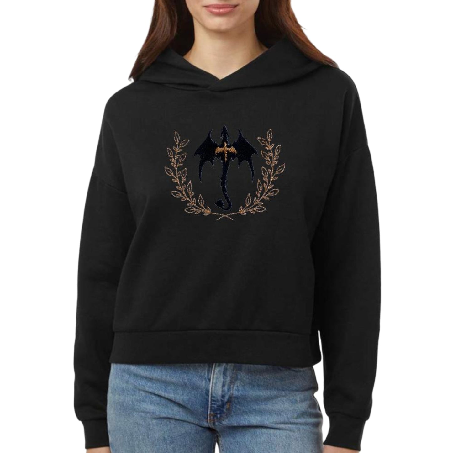 Women's Sunday Hooded Black & Gold Dragons Sweatshirt