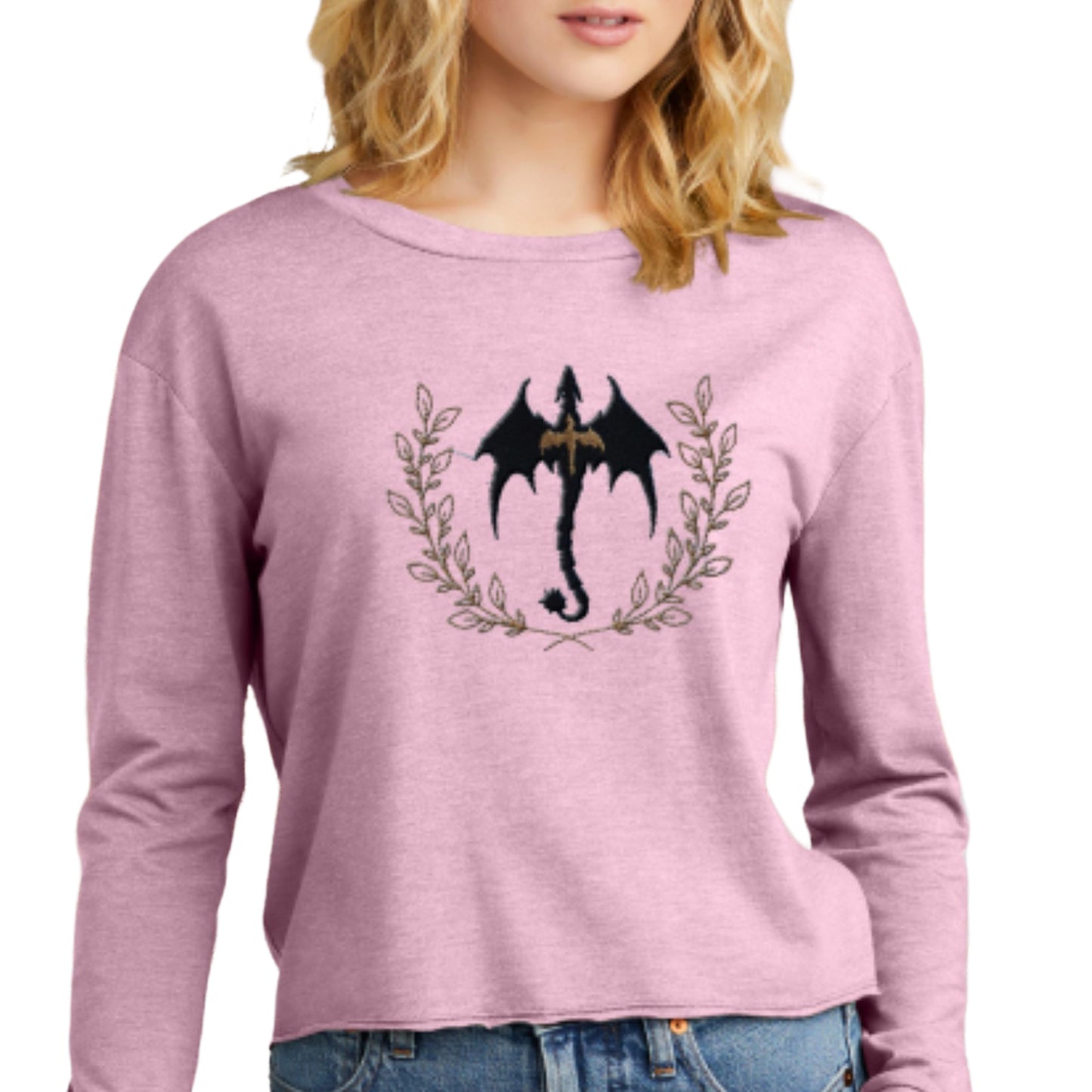 Long-sleeve Midi Crewneck Black & Gold Dragons T-shirt