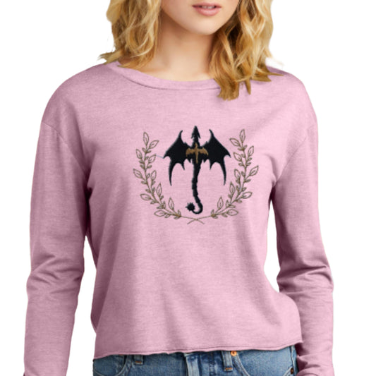 Long-sleeve Midi Crewneck Black & Gold Dragons T-shirt