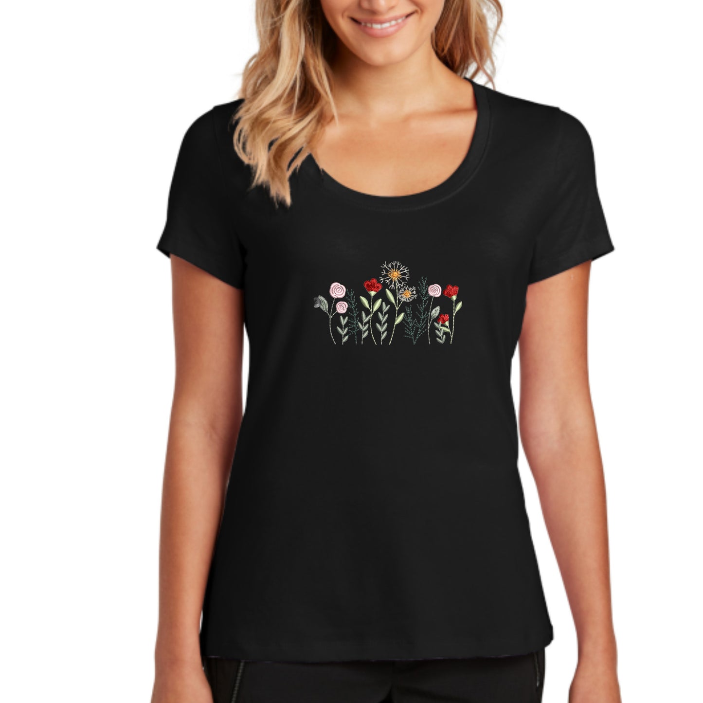 Scoop neck Short-sleeve Wildflowers T-shirt