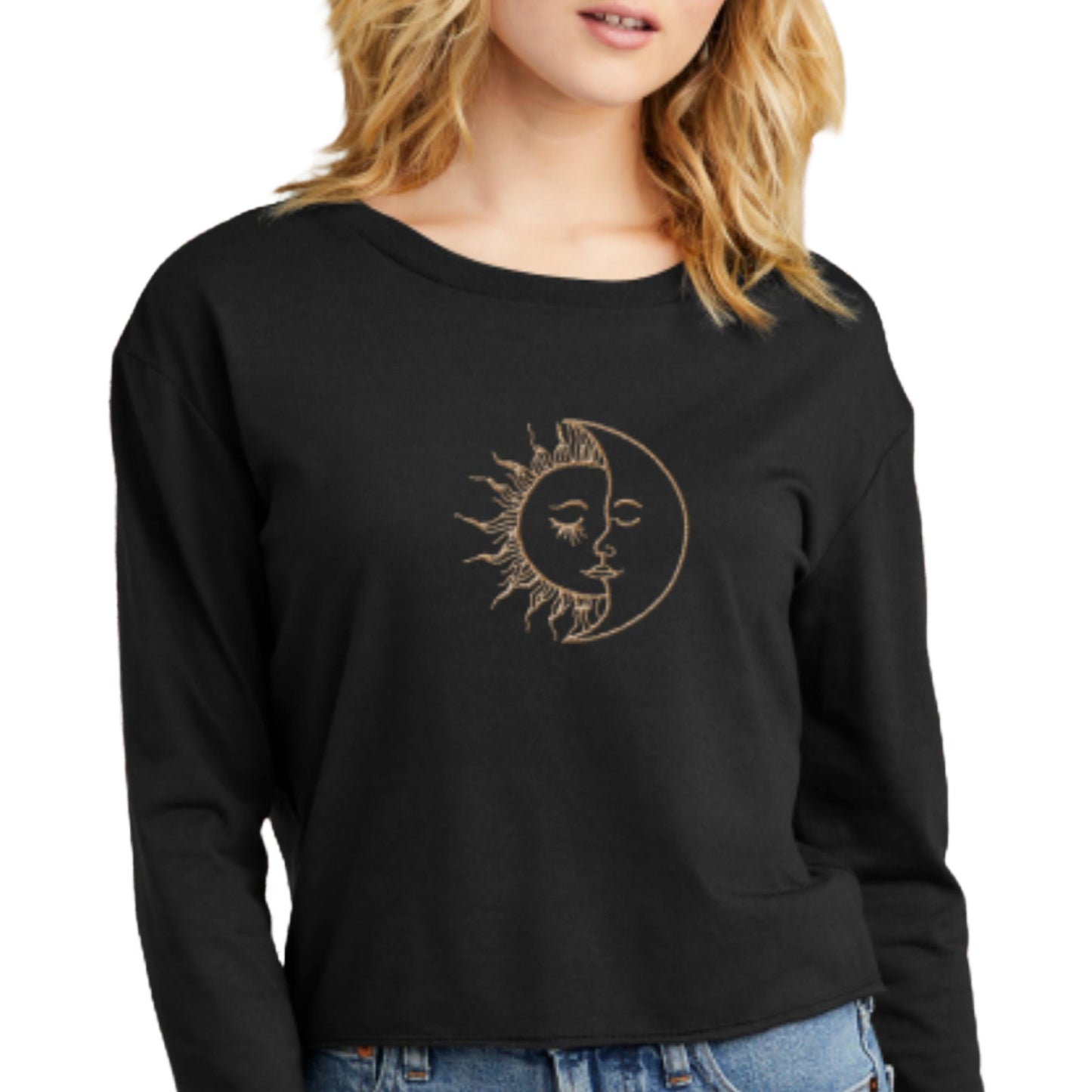 Long-sleeve Midi Crewneck Sun Moon T-shirt