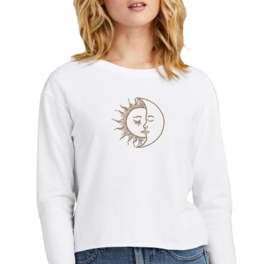 Long-sleeve Midi Crewneck Sun Moon T-shirt