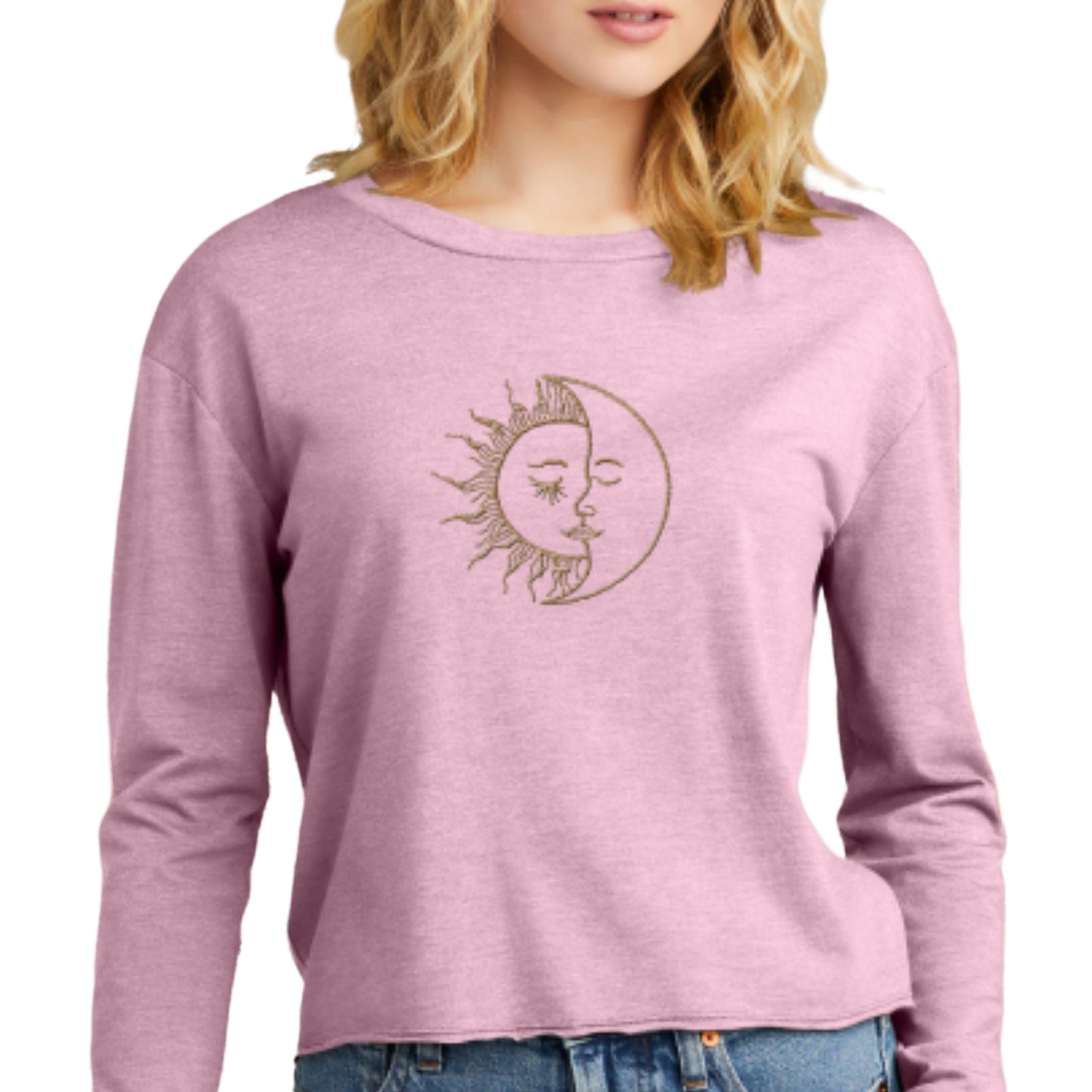 Long-sleeve Midi Crewneck Sun Moon T-shirt
