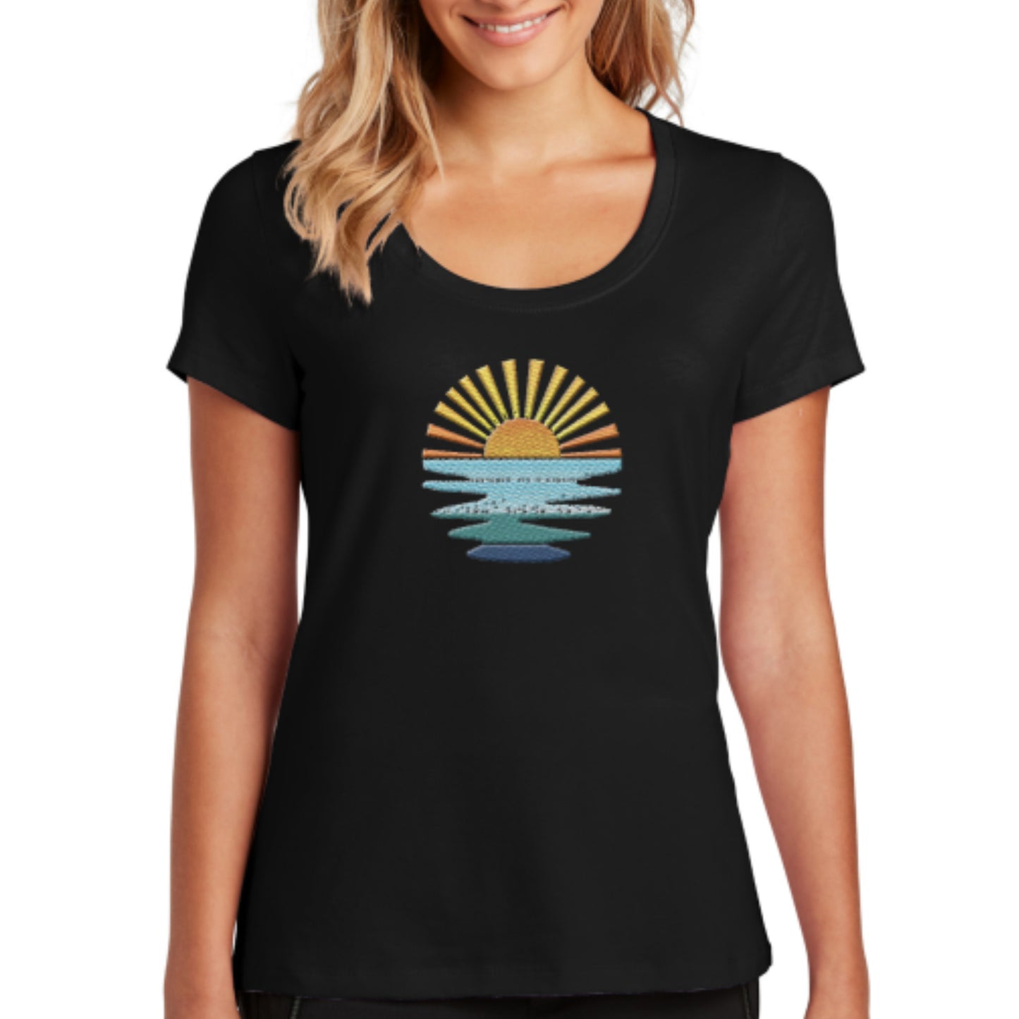 Scoop neck Short-sleeve Sunset T-shirt