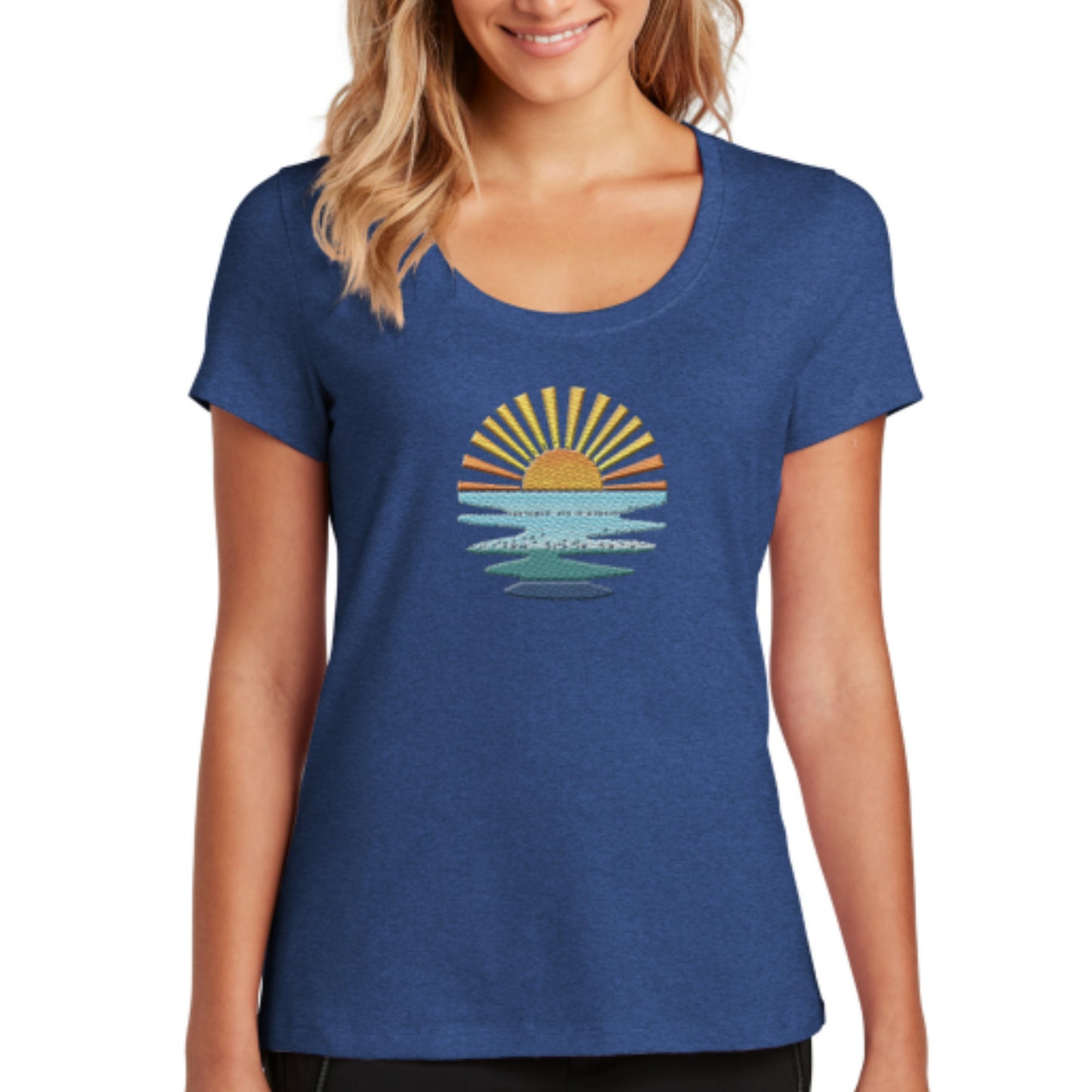 Scoop neck Short-sleeve Sunset T-shirt