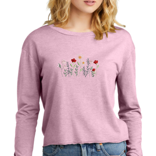 Long-sleeve Midi Crewneck Wildflowers T-shirt