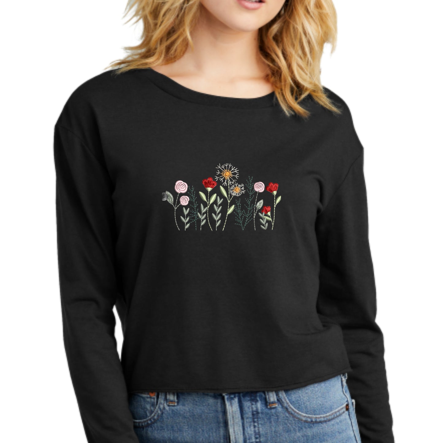 Long-sleeve Midi Crewneck Wildflowers T-shirt