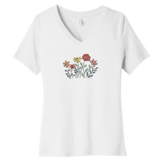 V-neck Short-sleeve Wildflowers T-shirt